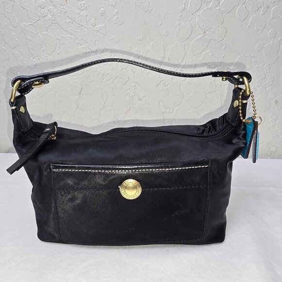 Coach Hamptons Weekend Black Nylon Small Top Handle Zip Pouch Baguette - Picture 1 of 10